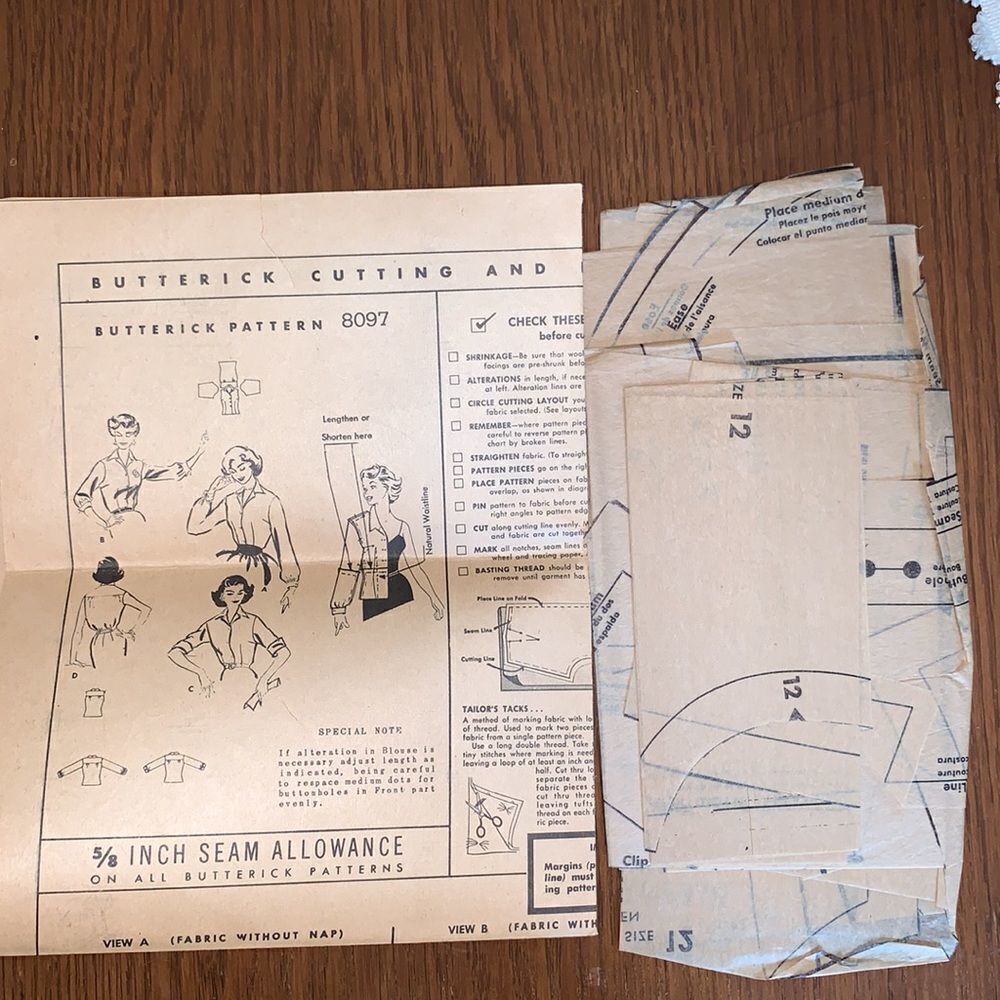 Vtg Butterick 1950s shirt pattern - Picture 5 of 6